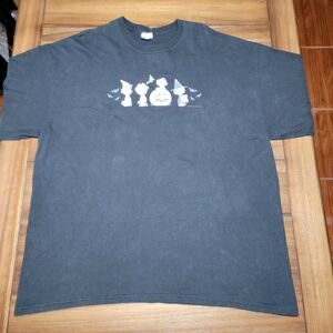 Peanuts SS Black Unisex Tee Glow-In-The-Dark Halloween Characters - Size 2XL